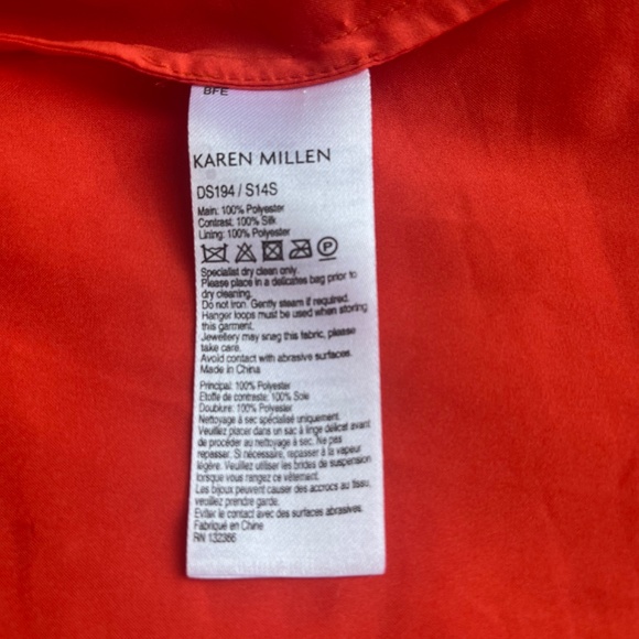 Karen Millen Orange Chiffon Cocktail Pleated Sleeveless Elegant Dress 10 Large - Picture 14 of 15